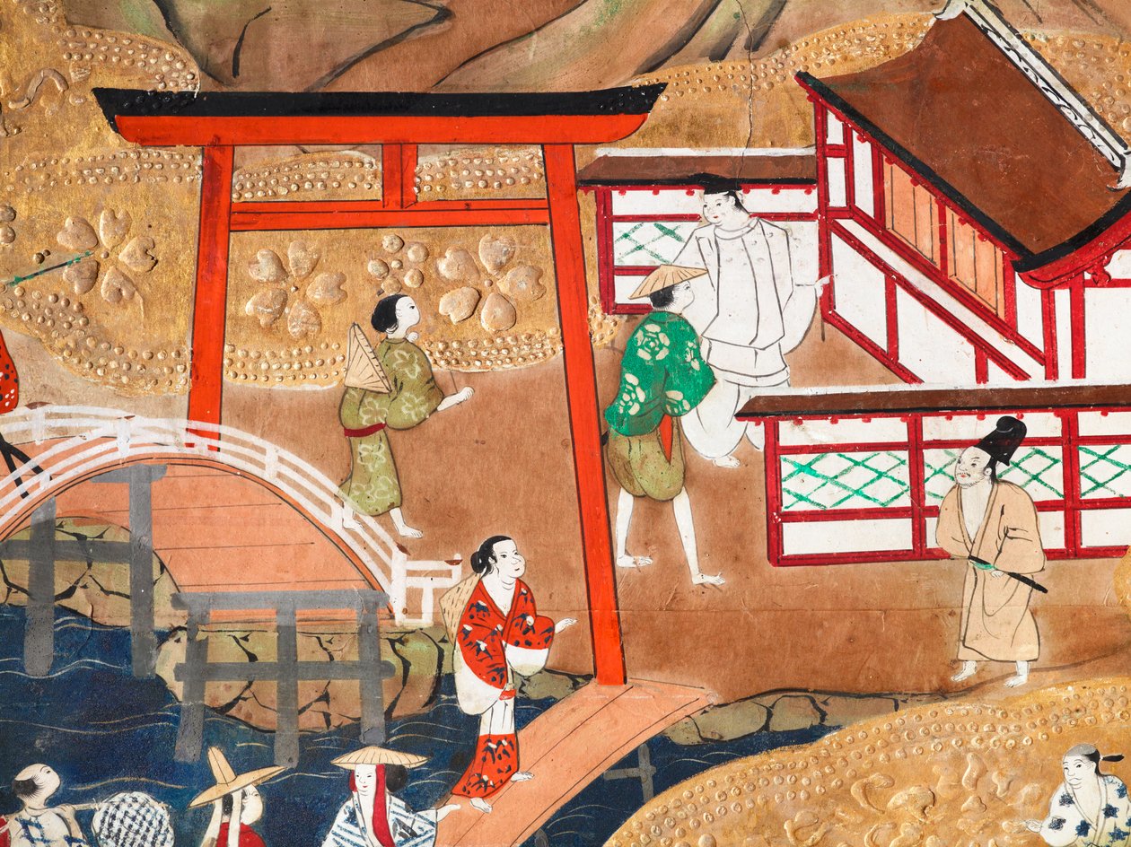 Osakazu Byobu - Biombo japonés de ocho paneles (pintura) de Japanese School