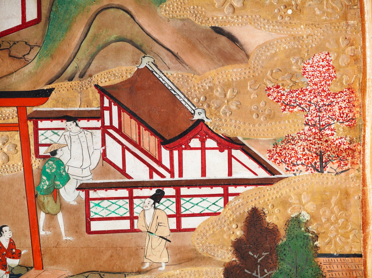 Osakazu Byobu - Biombo japonés de ocho paneles (pintura) de Japanese School