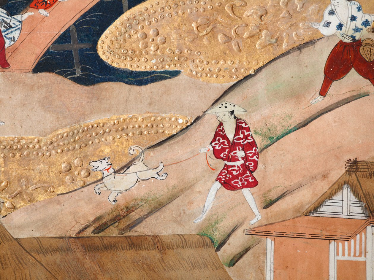 Osakazu Byobu - Biombo japonés de ocho paneles (pintura) de Japanese School