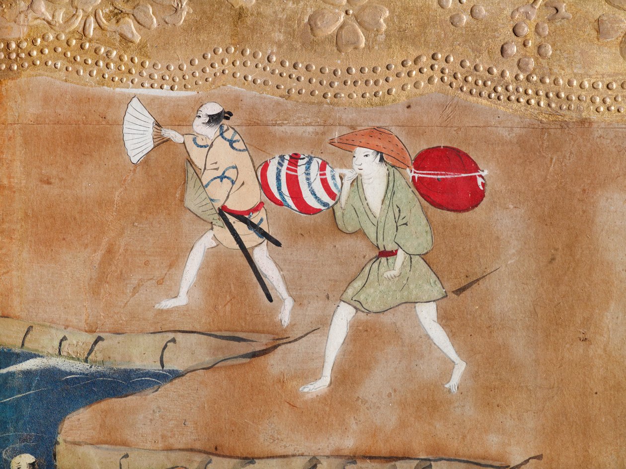 Osakazu Byobu - Biombo japonés de ocho paneles (pintura) de Japanese School