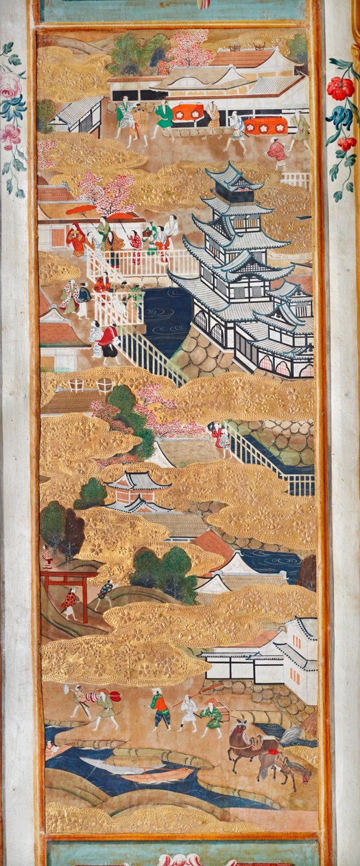 Osakazu Byobu - Biombo japonés de ocho paneles (pintura) de Japanese School