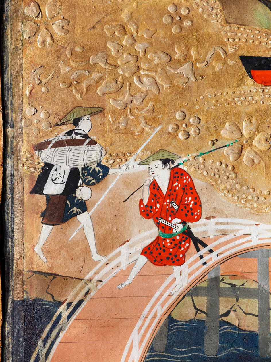 Osakazu Byobu - Biombo japonés de ocho paneles (pintura) de Japanese School