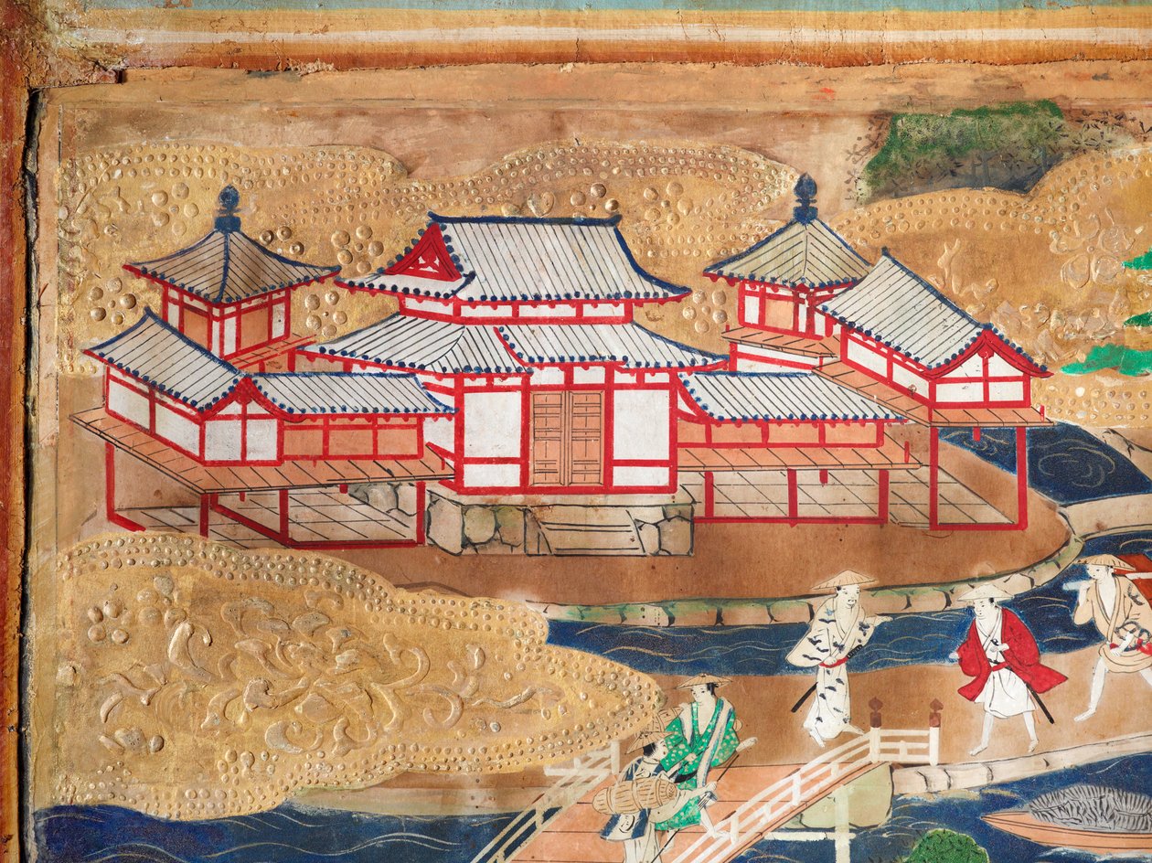 Osakazu Byobu - Biombo japonés de ocho paneles (pintura) de Japanese School