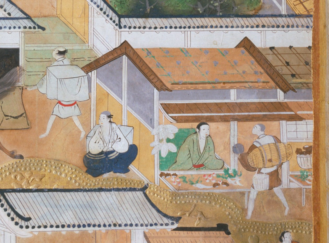 Osakazu Byobu - Biombo japonés de ocho paneles (pintura) de Japanese School