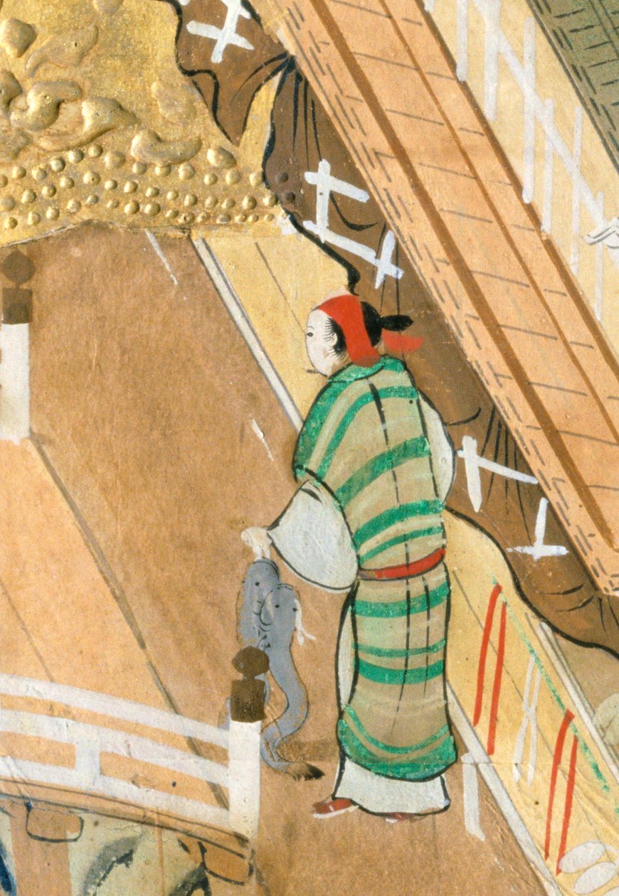 Osakazu Byobu - Biombo japonés de ocho paneles (pintura) de Japanese School