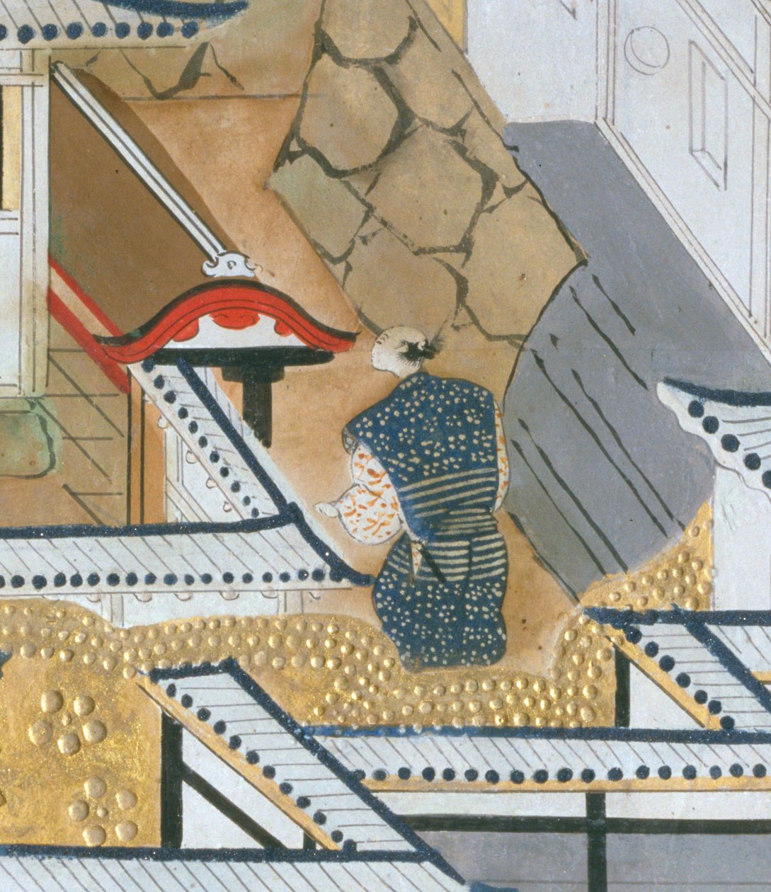 Osakazu Byobu - Biombo japonés de ocho paneles (pintura) de Japanese School