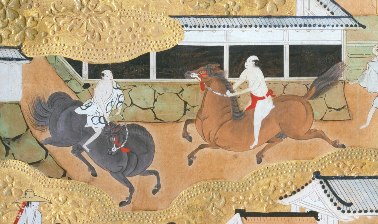 Osakazu Byobu - Biombo japonés de ocho paneles (pintura) de Japanese School
