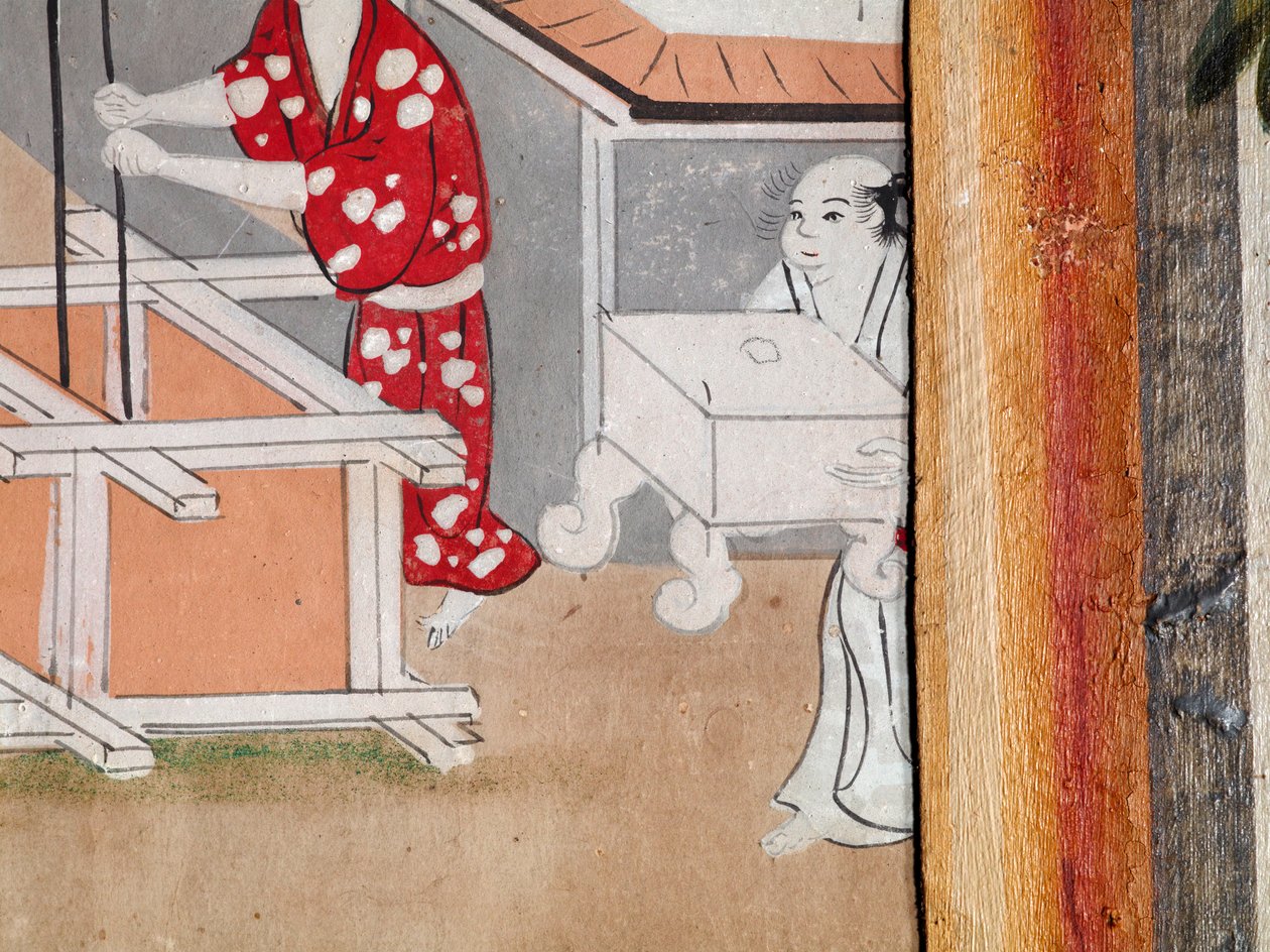 Osakazu Byobu - Biombo japonés de ocho paneles (pintura) de Japanese School