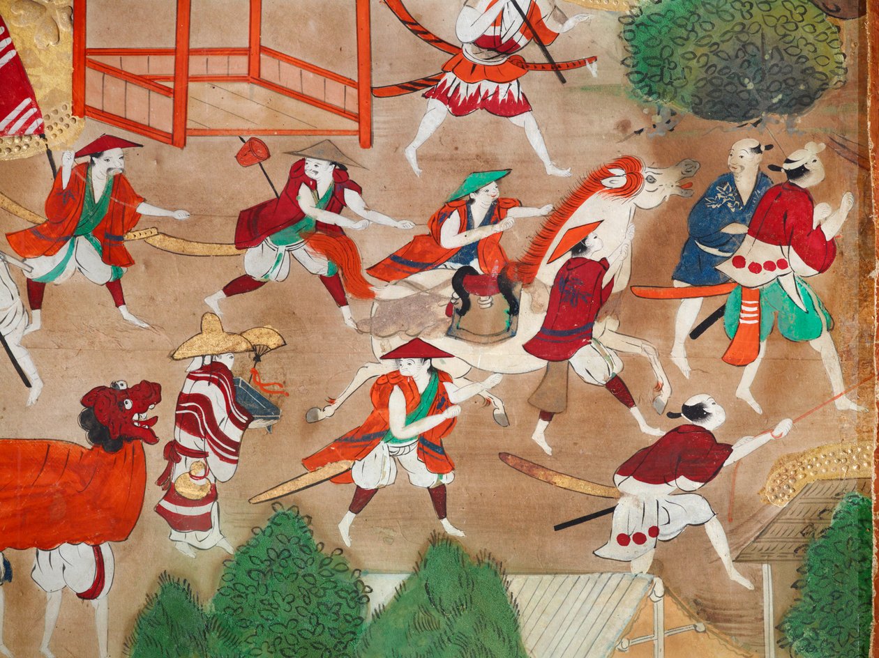 Osakazu Byobu - Biombo japonés de ocho paneles (pintura) de Japanese School