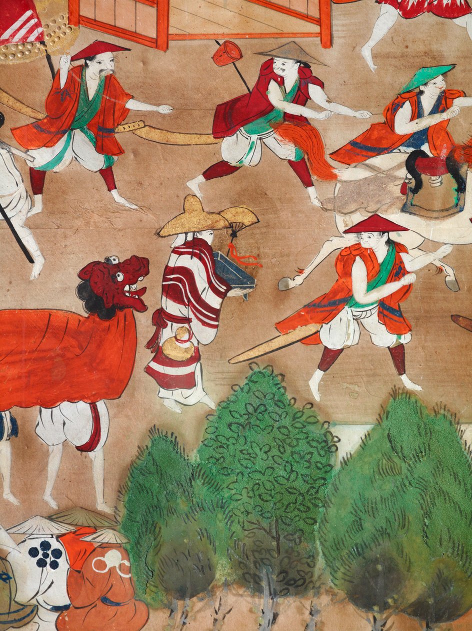 Osakazu Byobu - Biombo japonés de ocho paneles (pintura) de Japanese School