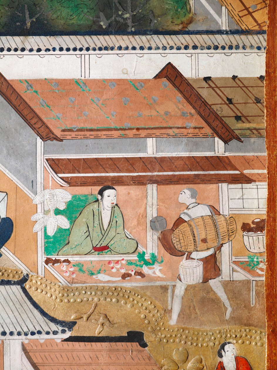 Osakazu Byobu - Biombo japonés de ocho paneles (pintura) de Japanese School