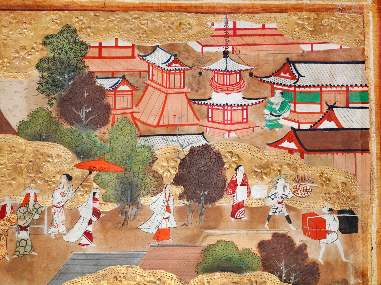 Osakazu Byobu - Biombo japonés de ocho paneles (pintura) de Japanese School