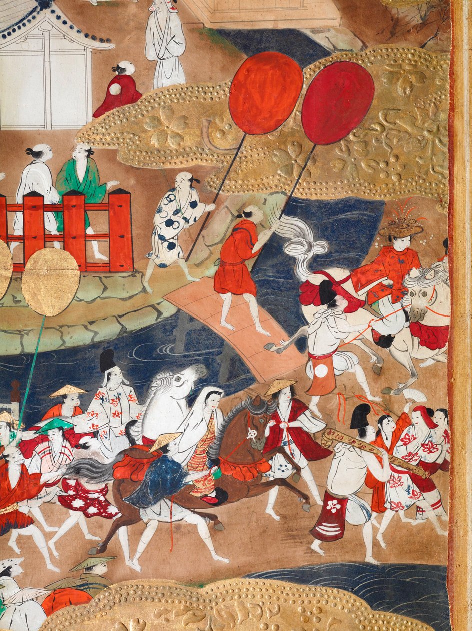 Osakazu Byobu - Biombo japonés de ocho paneles (pintura) de Japanese School