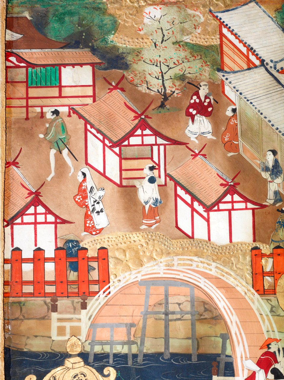 Osakazu Byobu - Biombo japonés de ocho paneles (pintura) de Japanese School