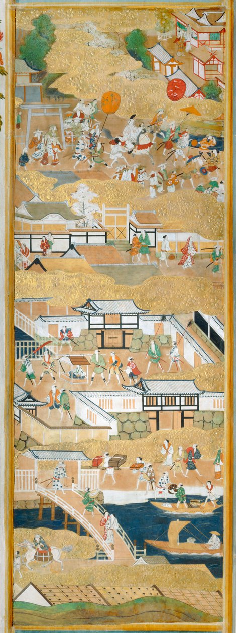 Osakazu Byobu - Biombo japonés de ocho paneles (pintura) de Japanese School