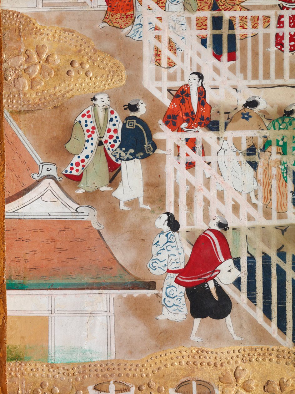 Osakazu Byobu - Biombo japonés de ocho paneles (pintura) de Japanese School