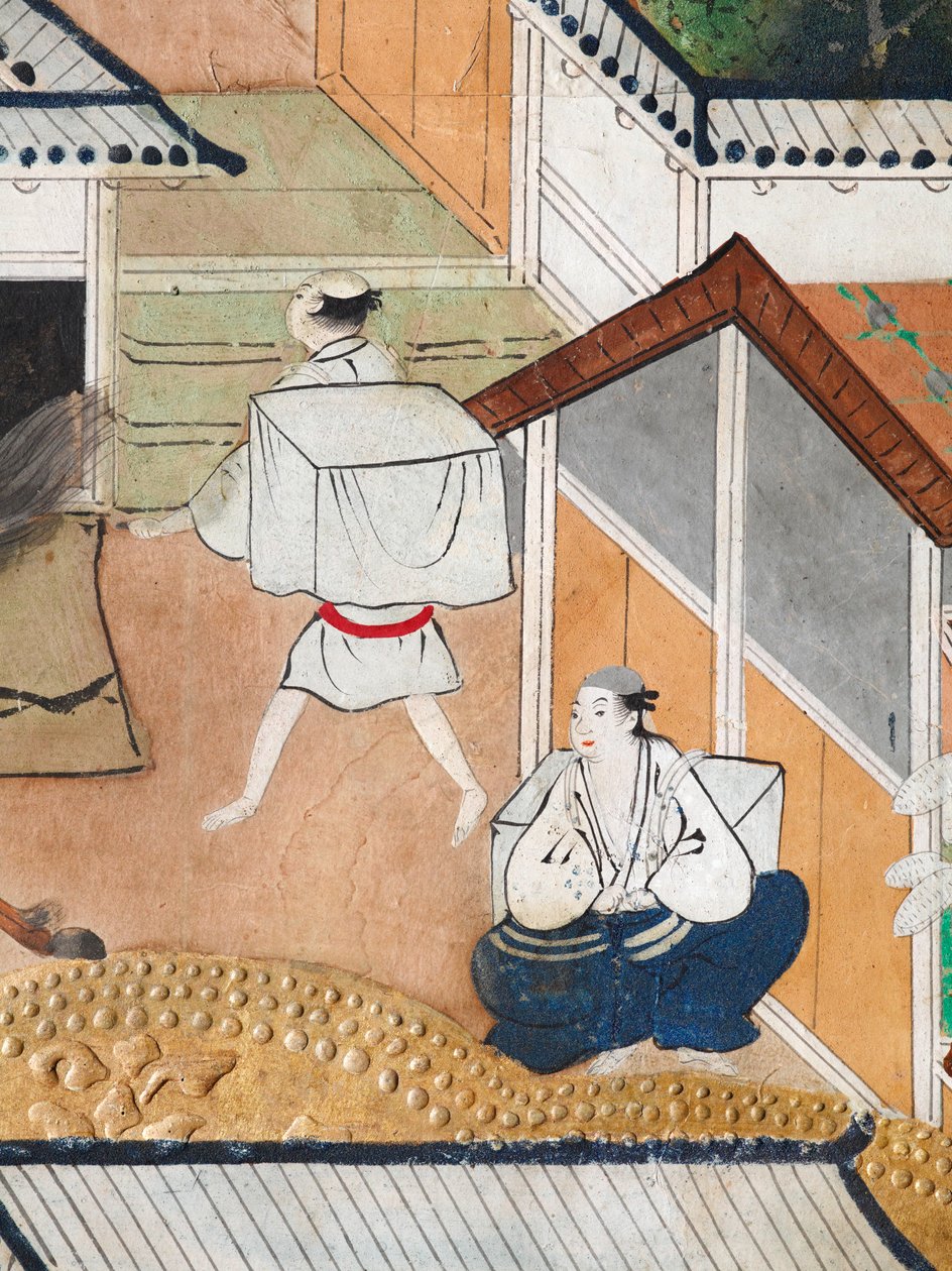 Osakazu Byobu - Biombo japonés de ocho paneles (pintura) de Japanese School