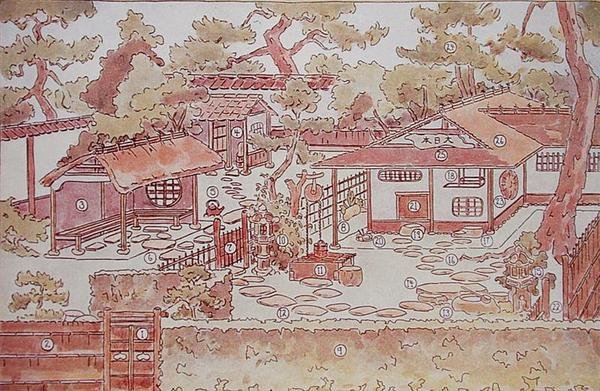 Plano de un jardín de té, finales del siglo XIX de Japanese School
