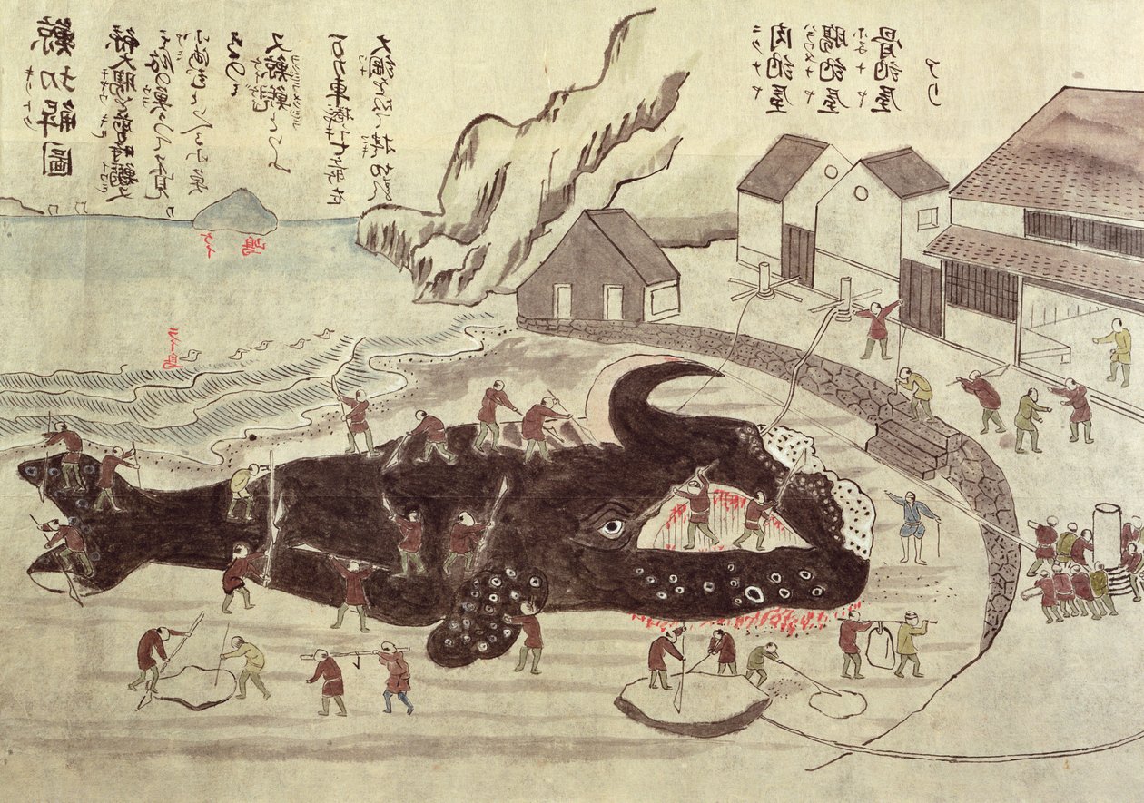 El Despiece de una Ballena, finales del siglo XIX de Japanese School