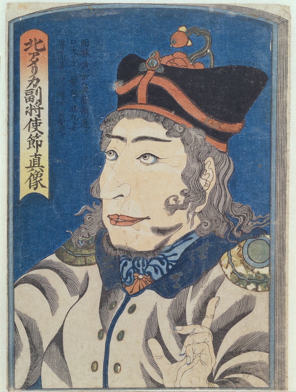 The North American Adjutant General Adams, c.1854 (xilografía en color) de Japanese School