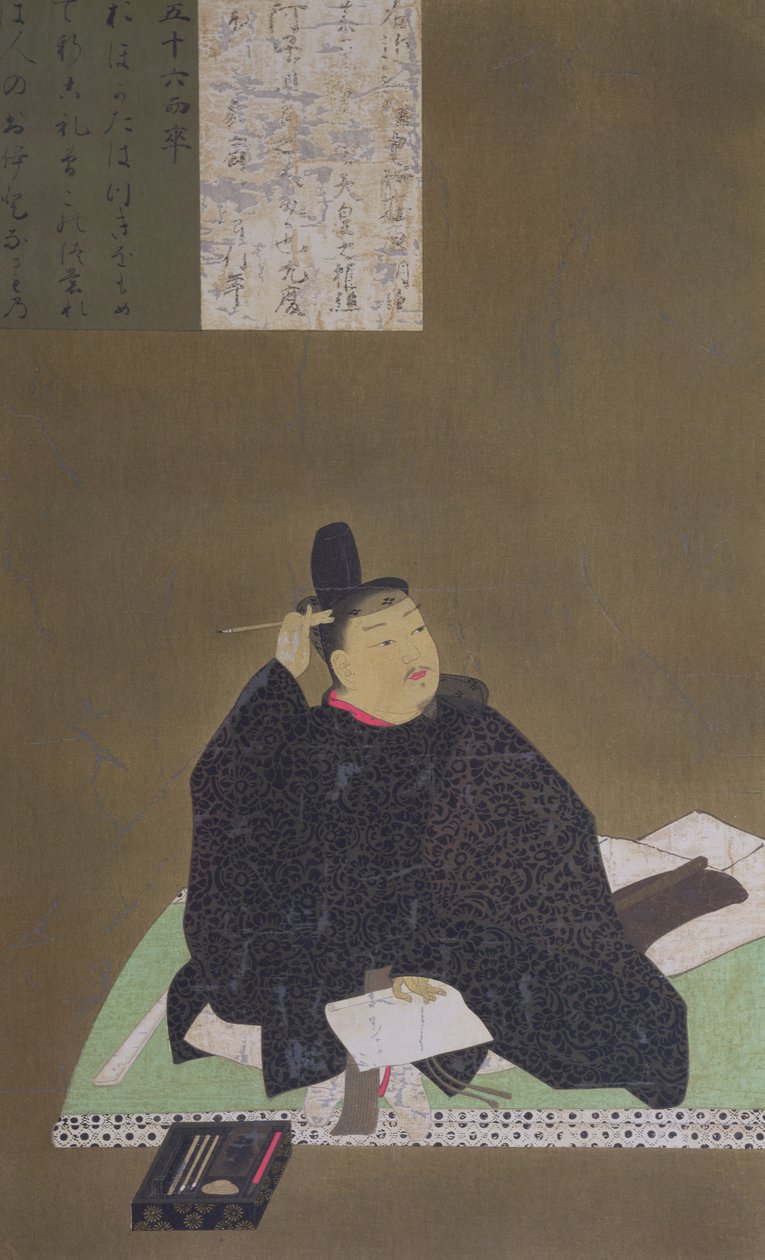 El poeta Ariwara Narihira (825-880) de "The Kokka", septiembre de 1910 (litografía en color) de Japanese School