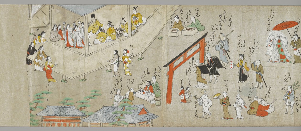 Los rollos del santuario Tenjin (uno de un par) (detalle), Escuela Tosa, siglo XVII de Japanese School