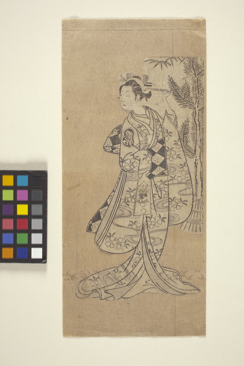 Untitled (Woman Standing In Front Of Tree) (xilografía en color) de Japanese School