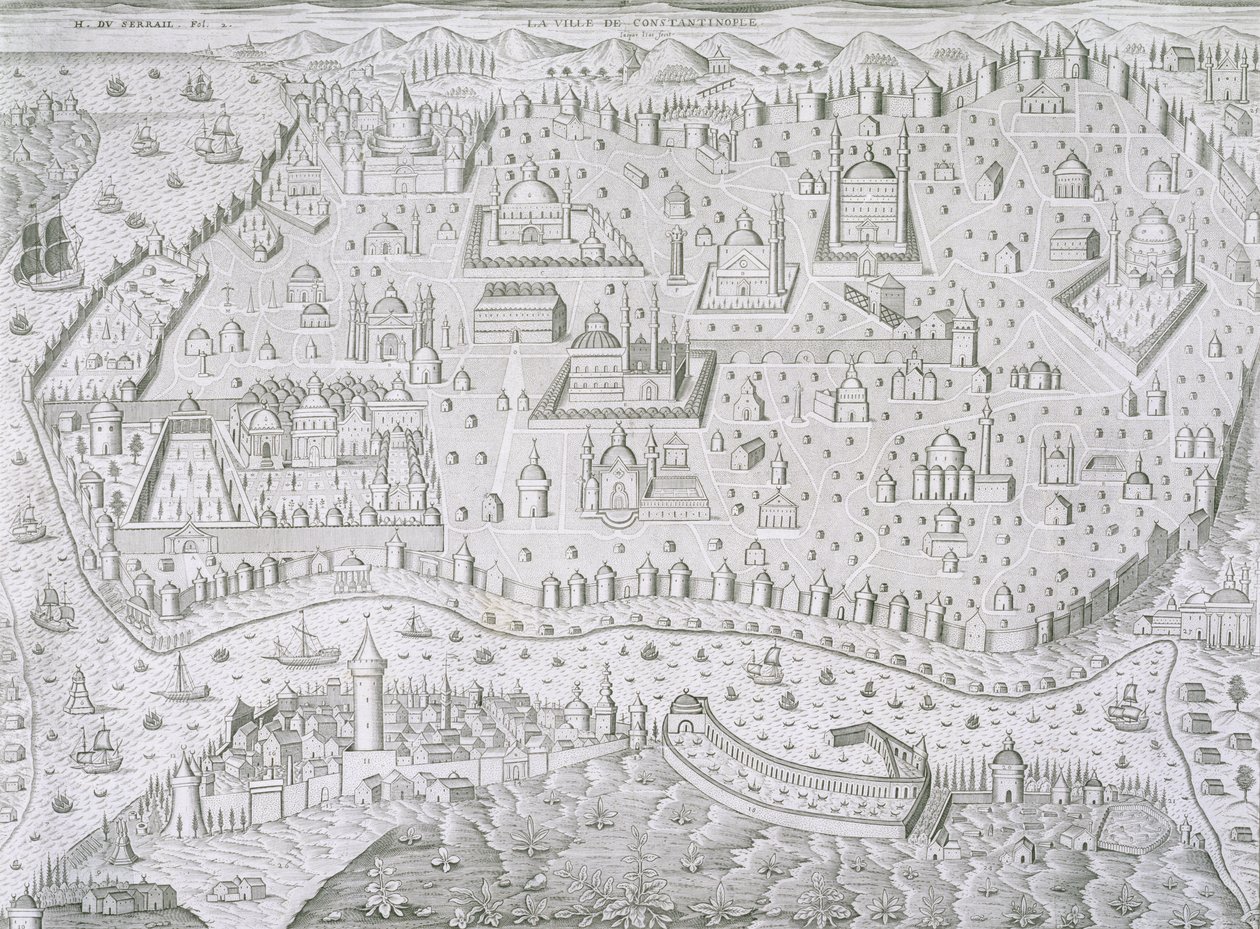 Mapa de la ciudad de Constantinopla, Turquía, c.1650 de Jaspar de Isaac