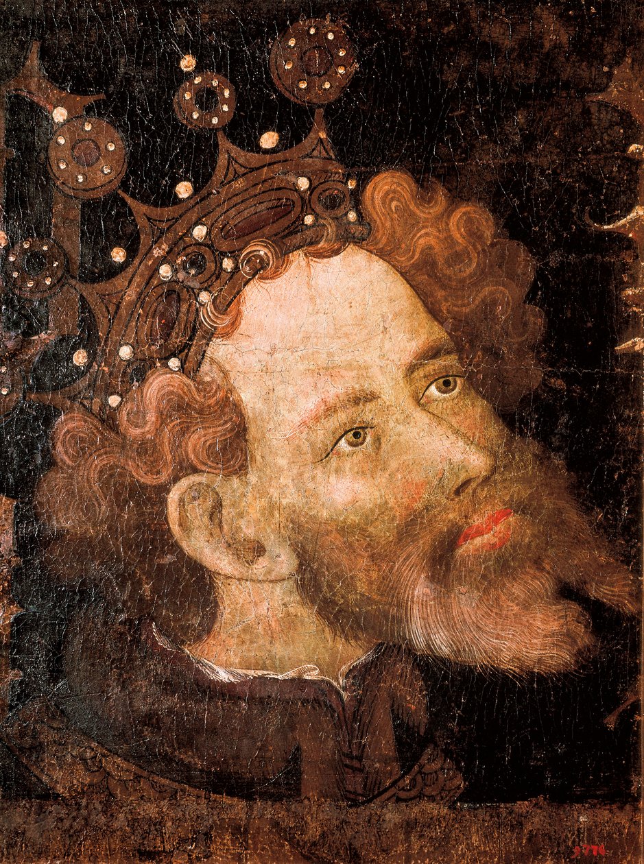 Pedro IV de Aragón, detalle de un temple sobre madera de Jaume Mateu de Jaume Mateu