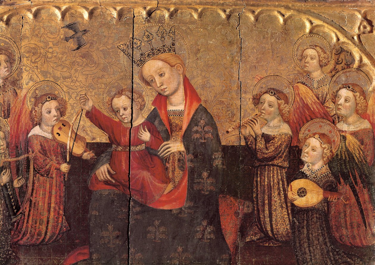 Compartimento de un retablo con la Virgen y el Niño y ángeles músicos, principios del siglo XV de Jaume Cabrera