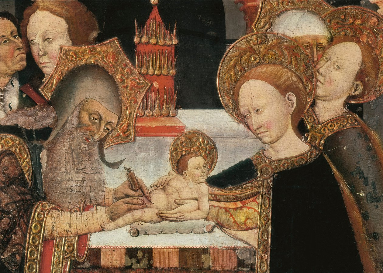 La circuncisión del Señor. Detalle del Retablo de la virtud de Jaume FERRER II, escuela catalana de Jaume Ferrer