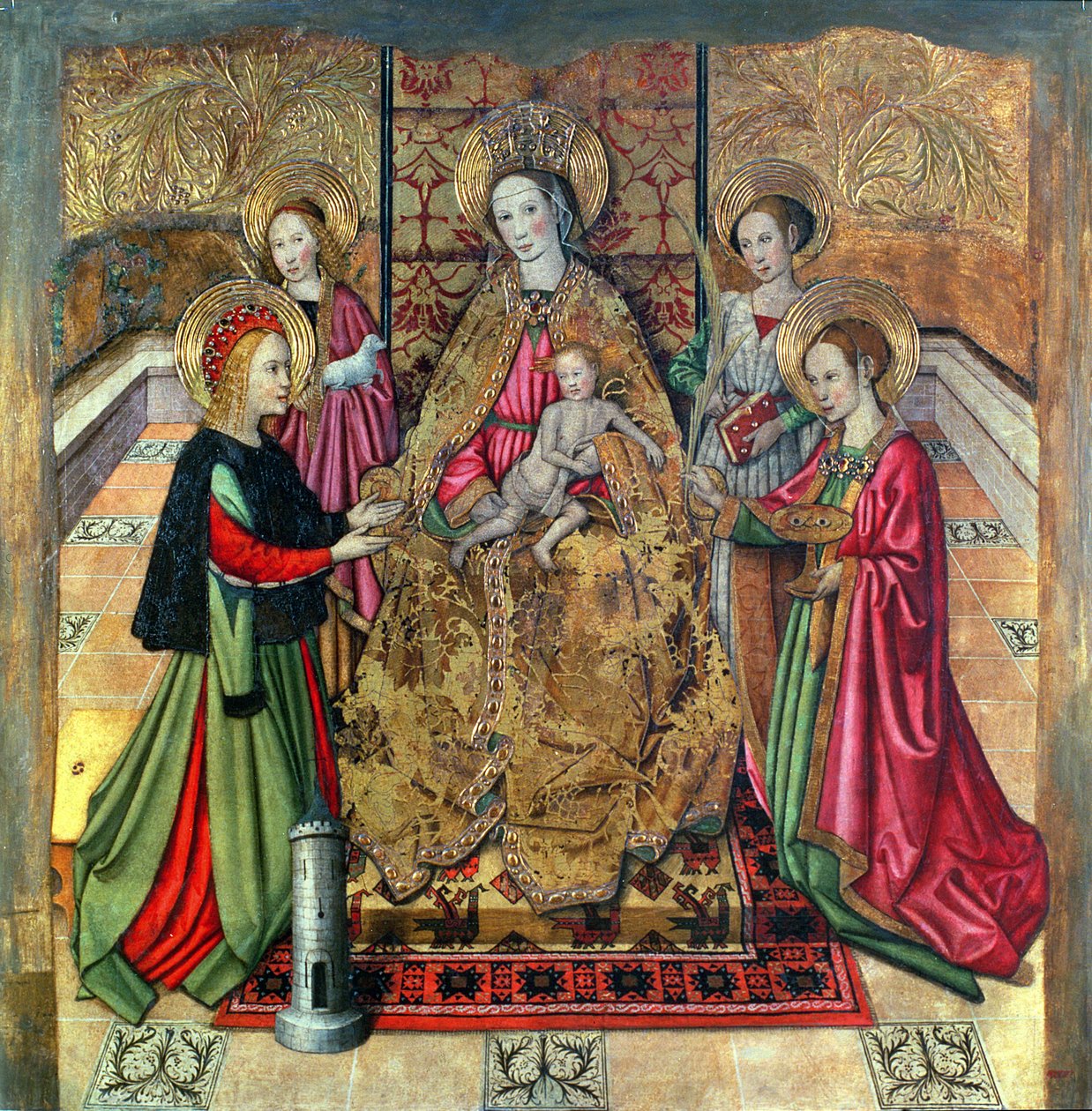 La Virgen y el Niño con Santa Inés y Santa Bárbara de Jaume Huguet
