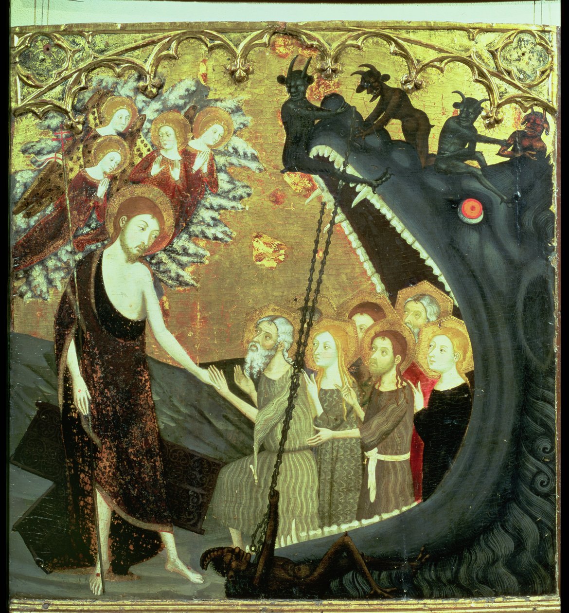Tabla del Descenso al Limbo, del retablo del convento del Santo Sepulcro, Zaragoza (temple sobre tabla) de Jaume Serra