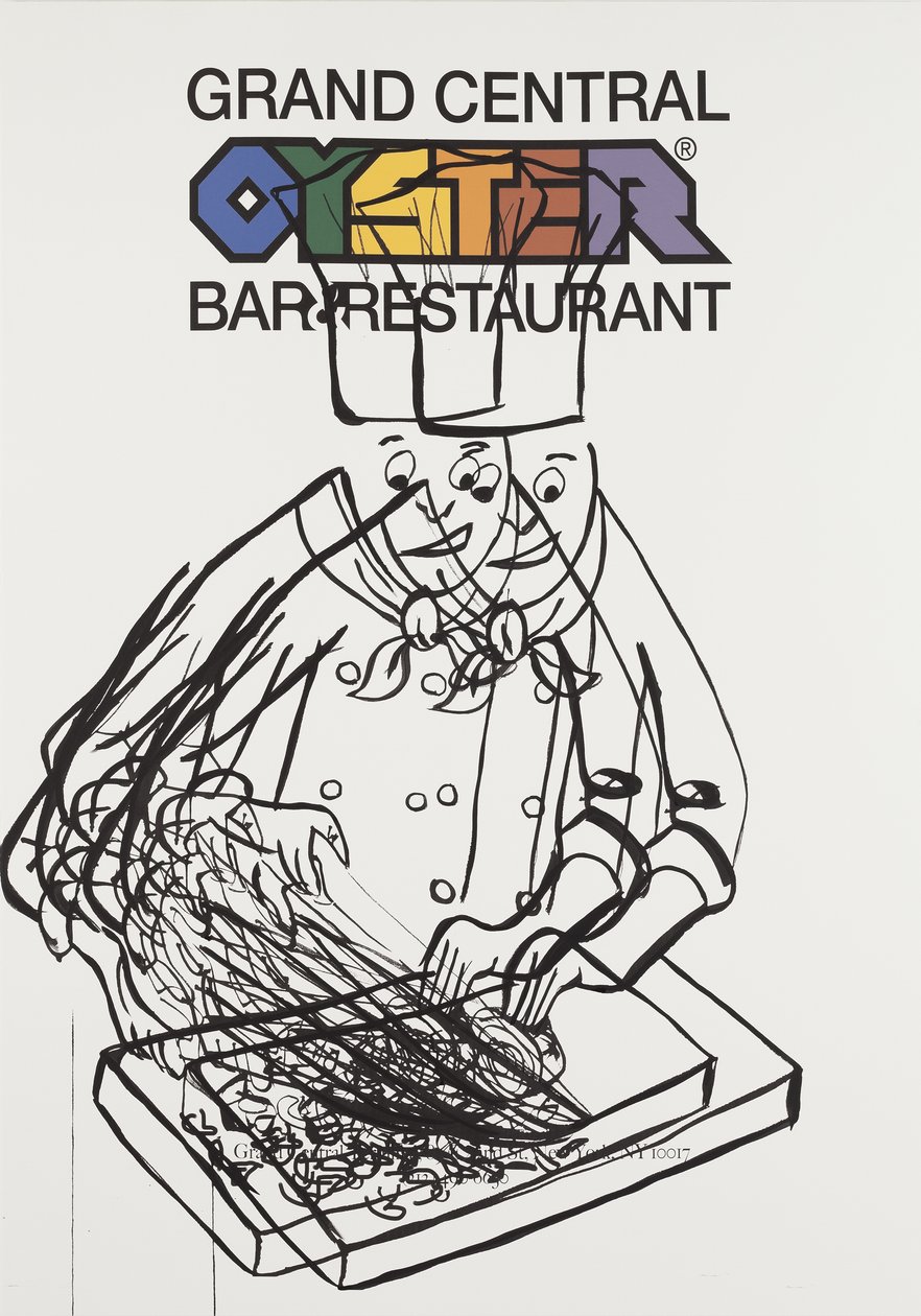 Oyster Bar, 2015 (técnica mixta sobre papel de acuarela montado en panel con receta en el reverso) de Jay Batlle