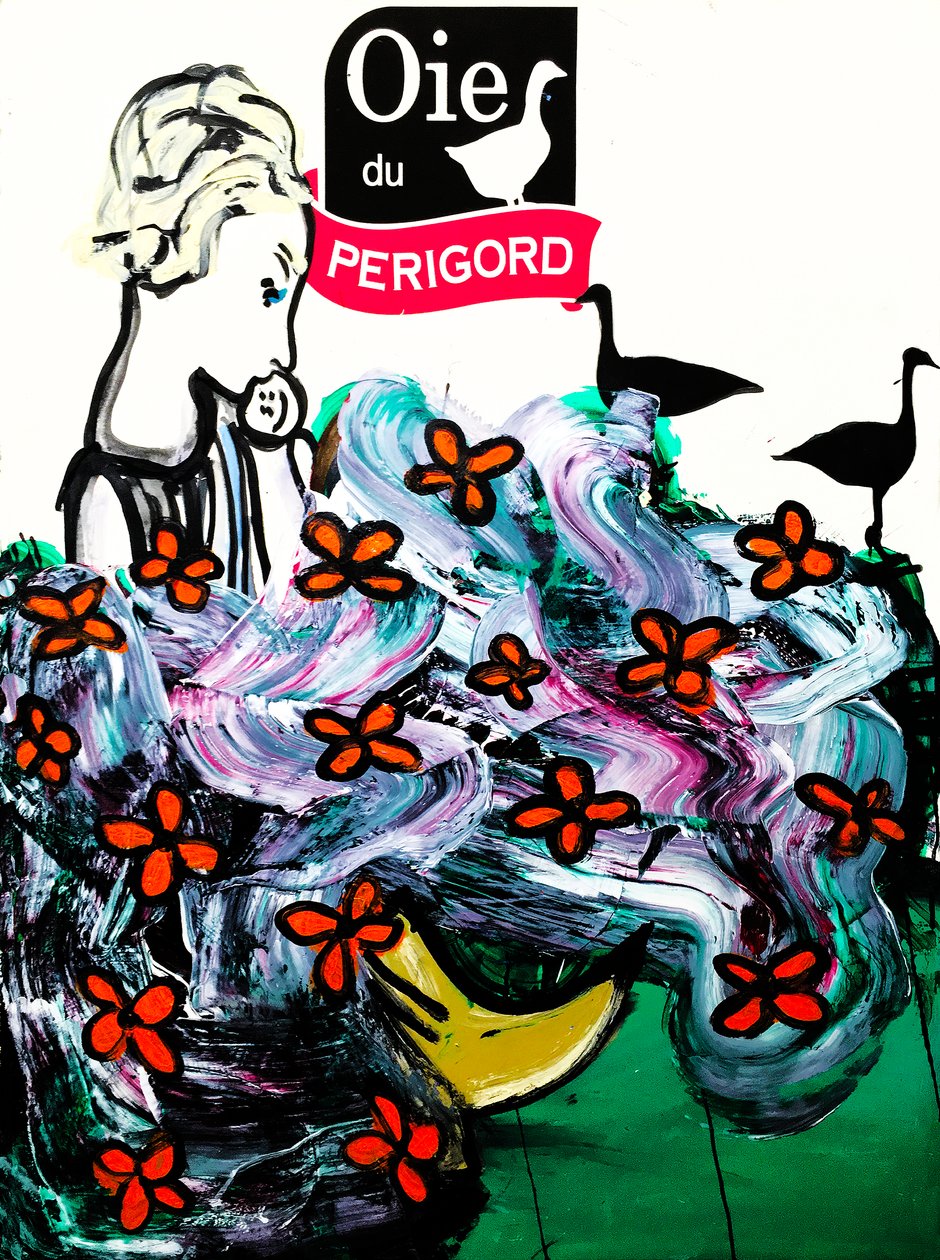 Shit Kickers, 2017 (técnica mixta sobre papel de acuarela montado en panel con receta en el reverso) de Jay Batlle