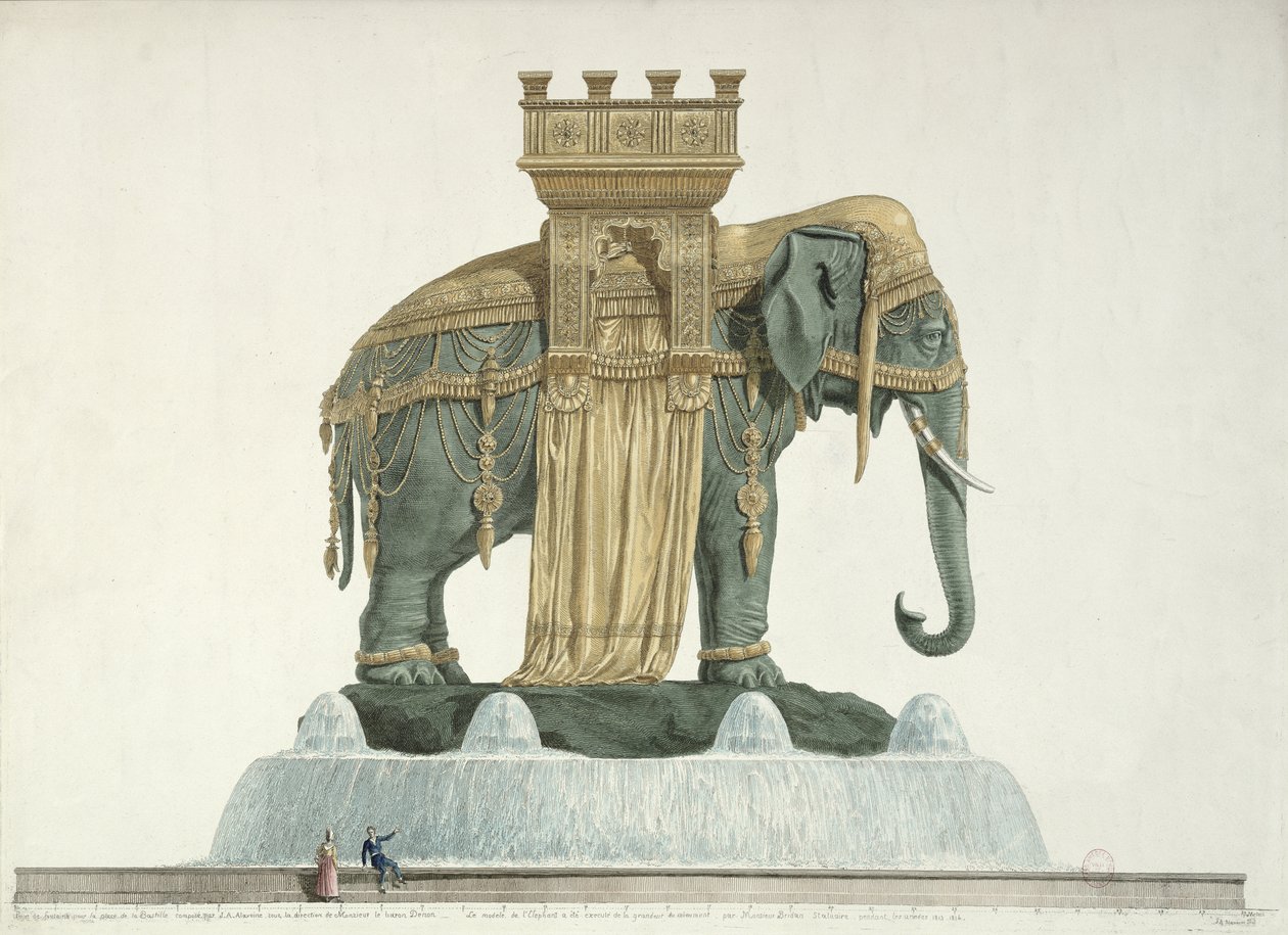 Diseño para la Fuente del Elefante en la Place de la Bastille, 1813-14 de Jean Antoine Alavoine