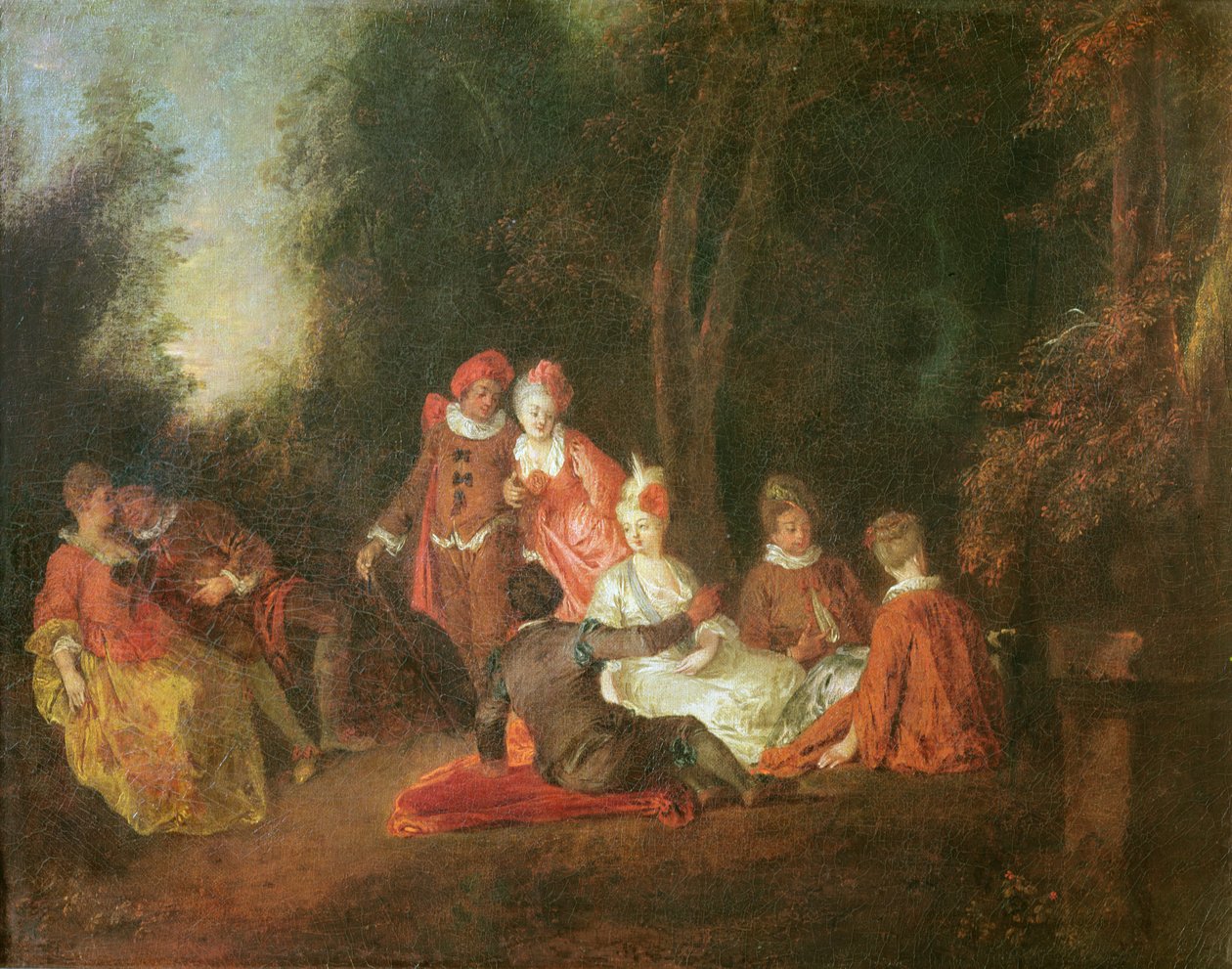 Una conversación en un parque de Jean Antoine Watteau