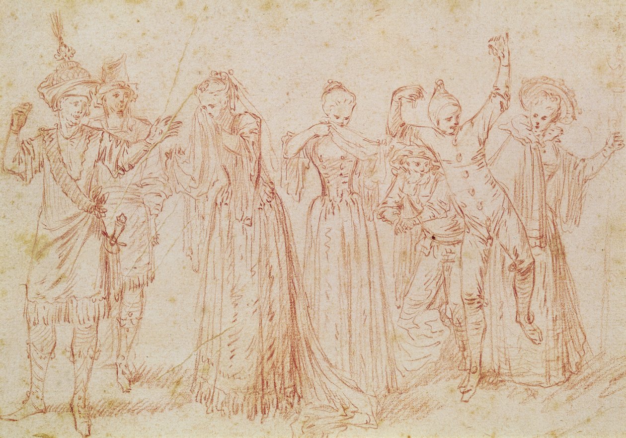 Grupo de actores cómicos y trágicos de Jean Antoine Watteau