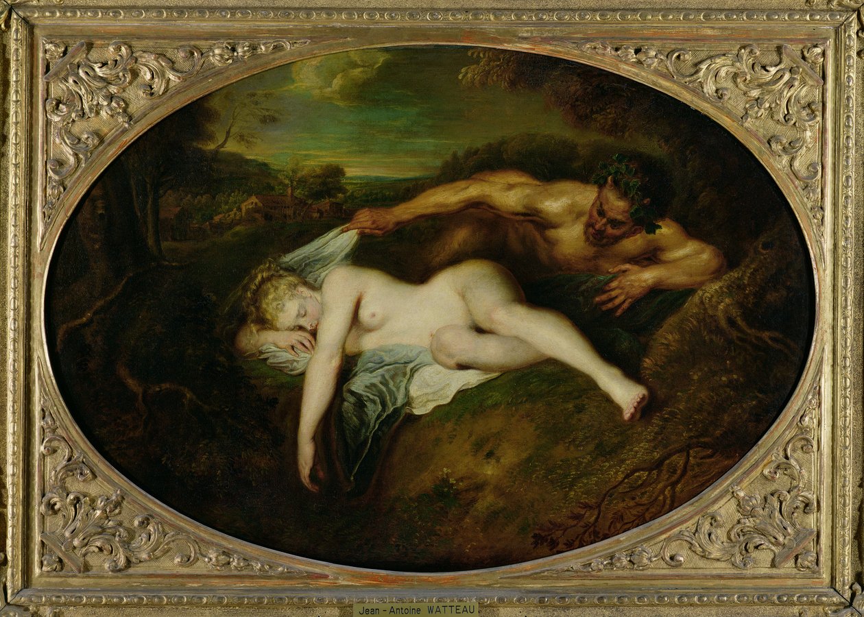 Ninfa y sátiro, o Júpiter y Antíope, 1715 de Jean Antoine Watteau