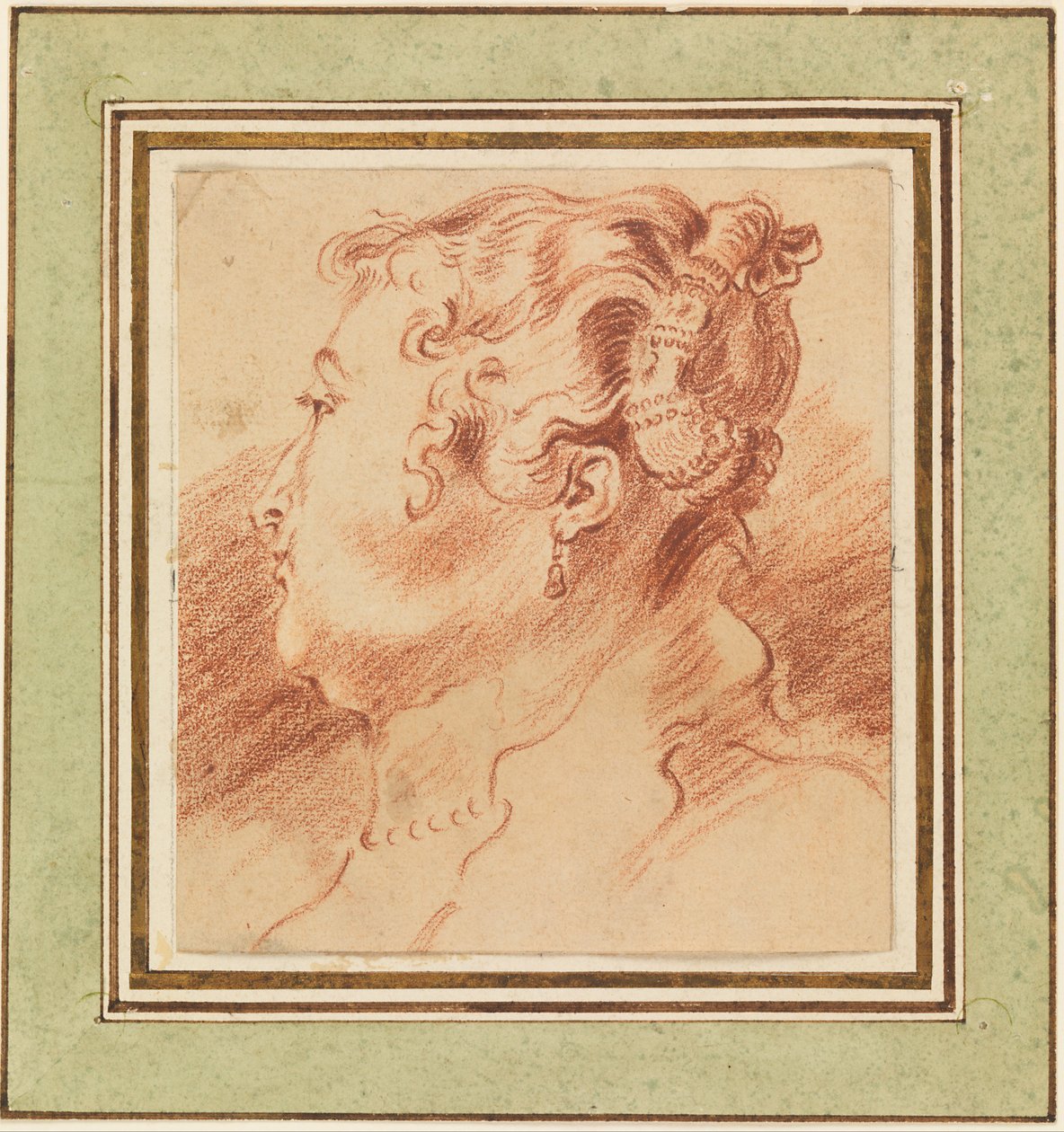 Estudio de la cabeza de una mujer de Jean Antoine Watteau