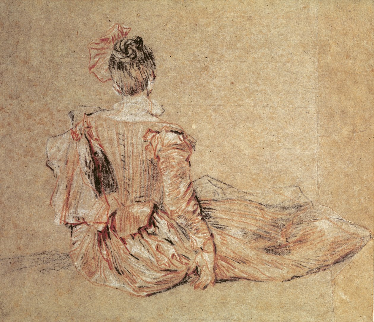 Estudio de una mujer vista desde atrás, 1716-18 de Jean Antoine Watteau