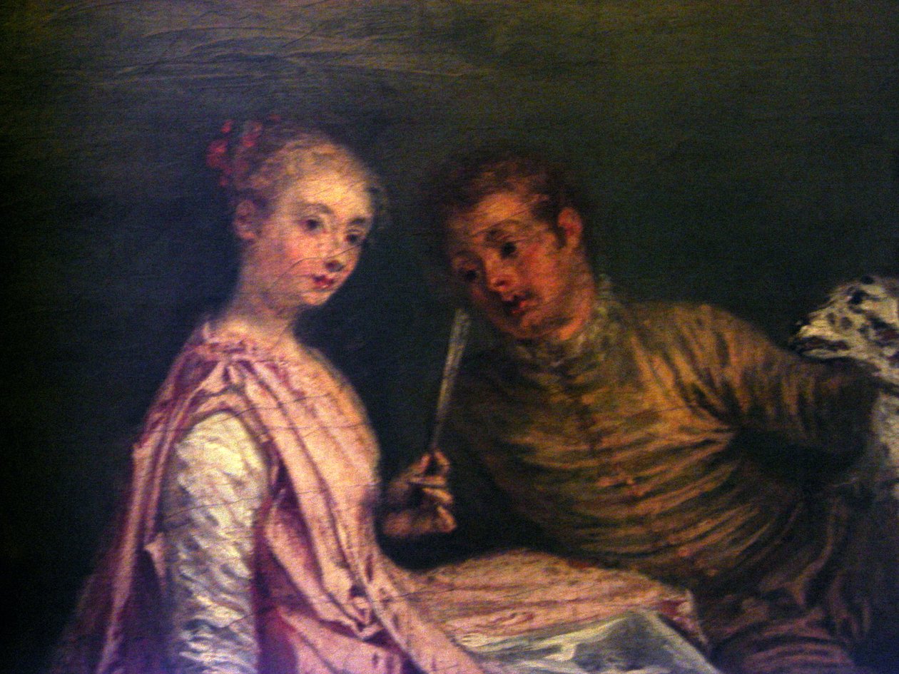 La parada durante la caza (detalle) de Jean Antoine Watteau
