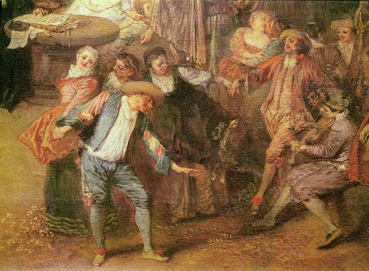 El acuerdo prenupcial y el baile rústico (detalle) de Jean Antoine Watteau