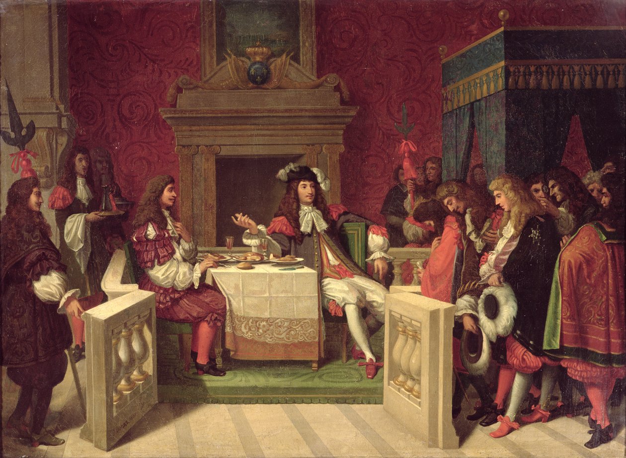 Molière (1622-73) cenando con Luis XIV (1638-1715) 1857 de Jean Auguste Dominique Ingres