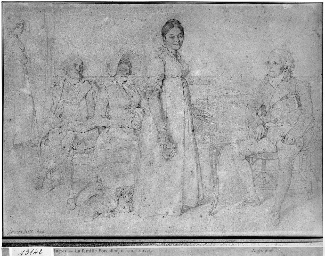 La familia Forestier, 1806 (grafito sobre papel) de Jean Auguste Dominique Ingres