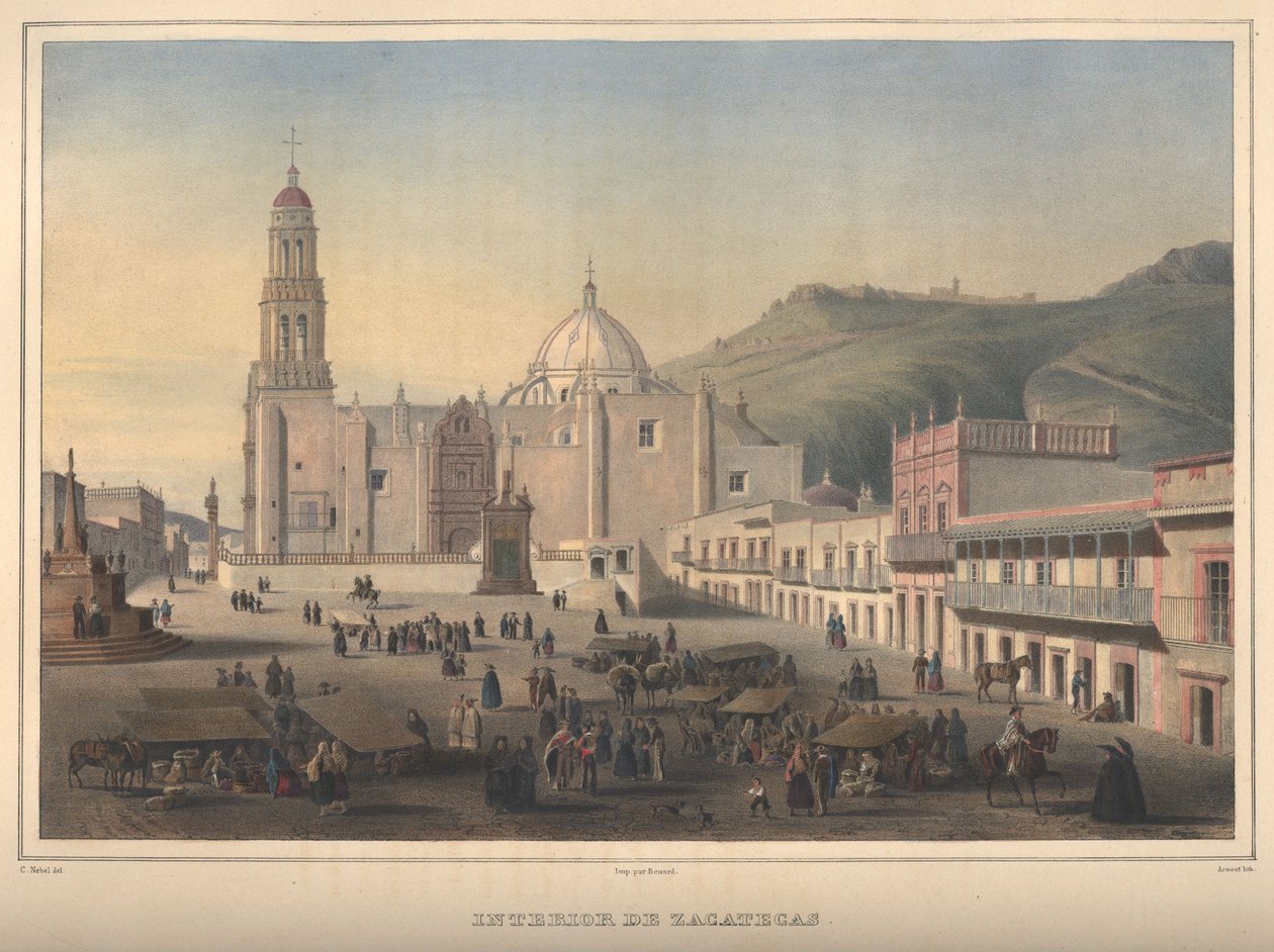 Interior de Zacatecas, vista de Zacatecas, Zacatecas. de Jean Baptiste Arnout