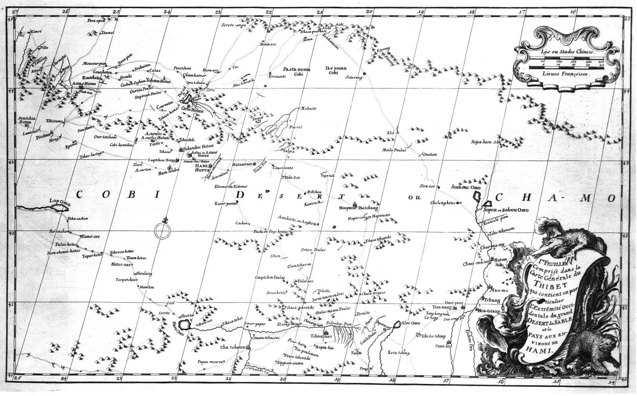 Nuevo Atlas de China, Tartaria China y el Tíbet, La Haya 1737 de Jean Baptiste Bourguignon dAnville