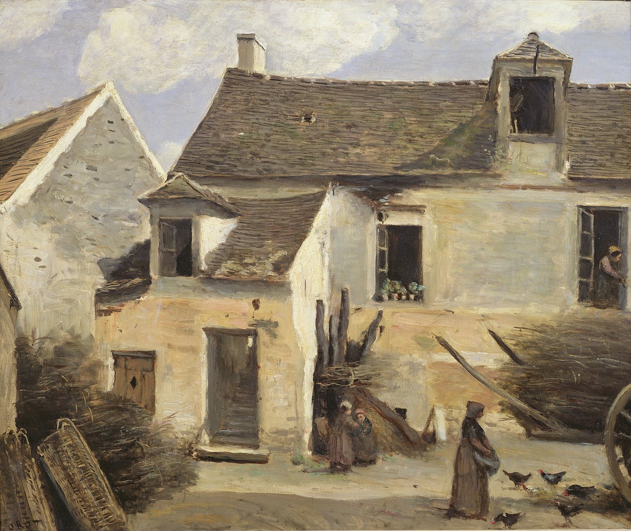 Patio de una panadería cerca de París, o Patio de una casa cerca de París, c.1865-70 de Jean-Baptiste-Camille Corot