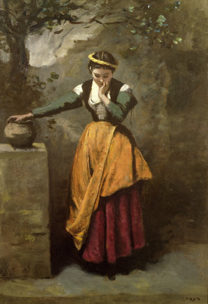 Soñador en la fuente, c.1860 de Jean Baptiste Camille Corot