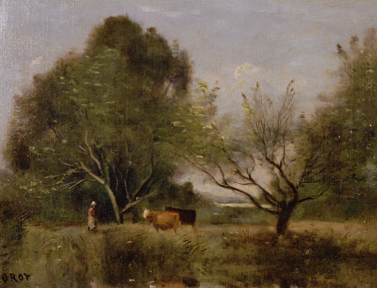 Paisaje con ganado de Jean Baptiste Camille Corot